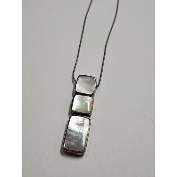 No Brand Jewelry - Silver Mother-of-Pearl Triple Pendant Necklace 925